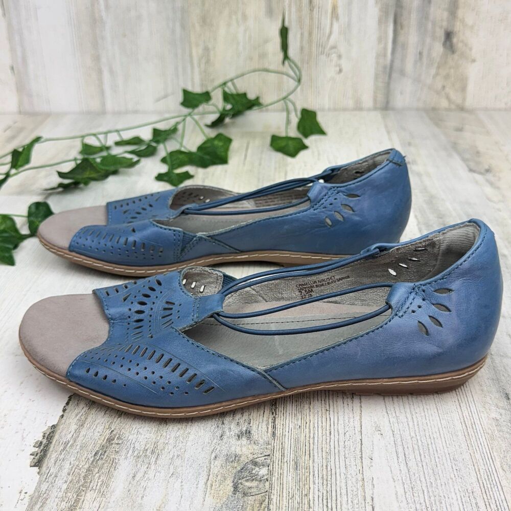 Earth Camelia Nauset Leather Slip On  Sandals Blue Size 7.5 - Picture 4 of 6